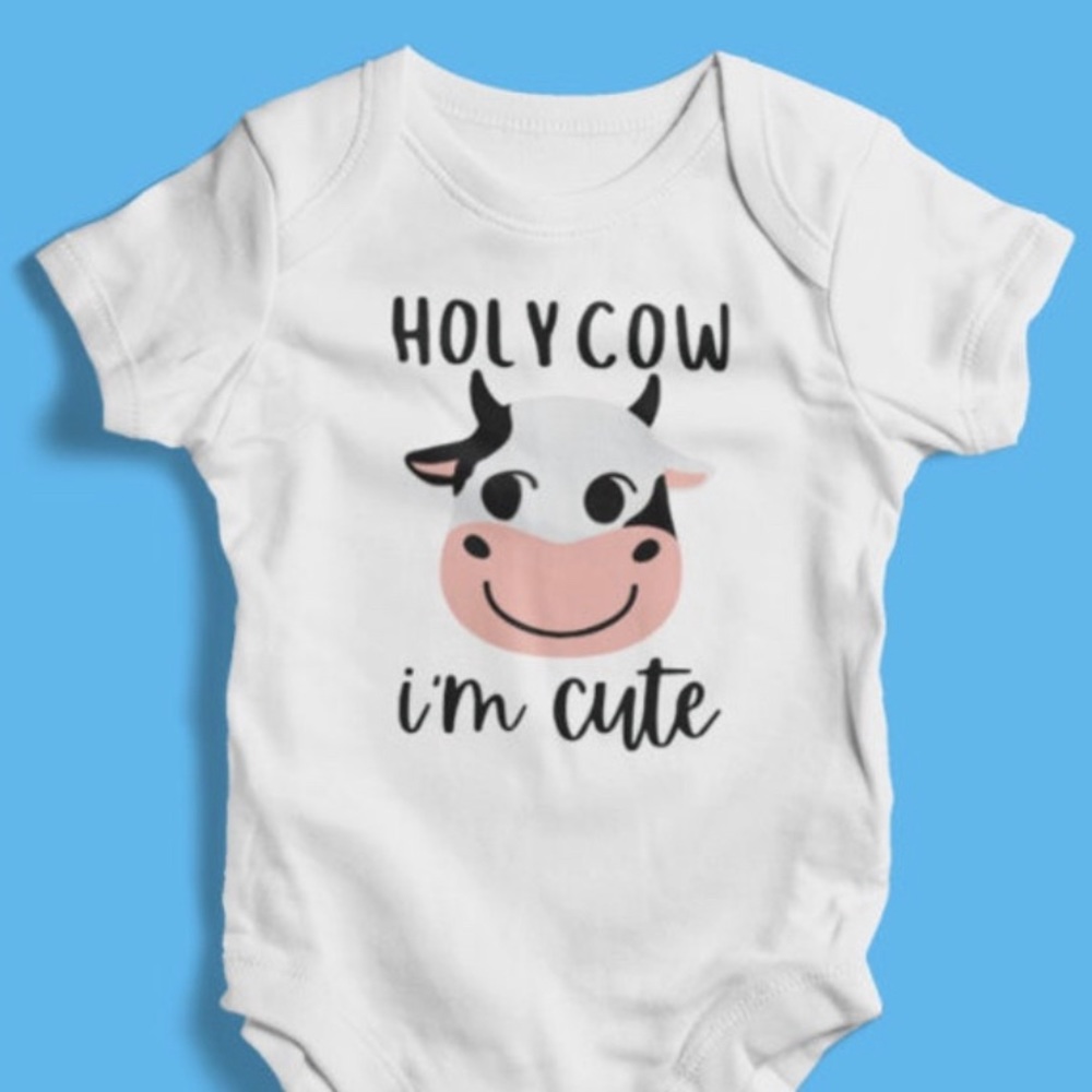 NWT Holycow I’m cute! white cotton Bodysuit SHORT SLEEVE